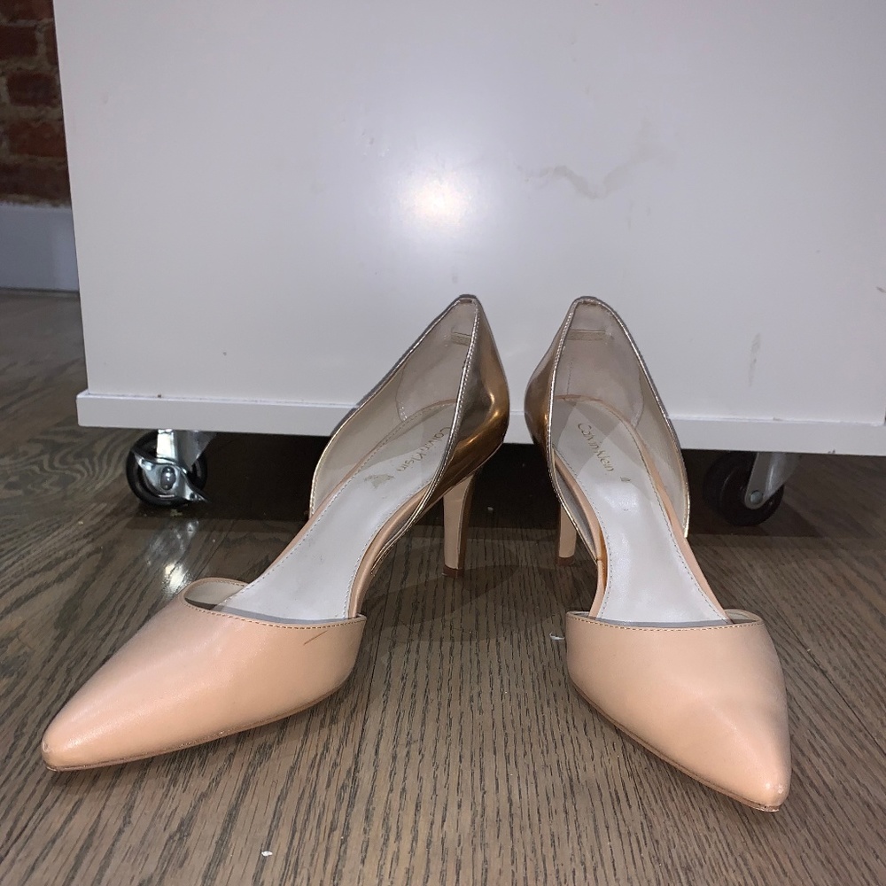 Calvin Klein Naline Rose Gold & Beige Nude Heels